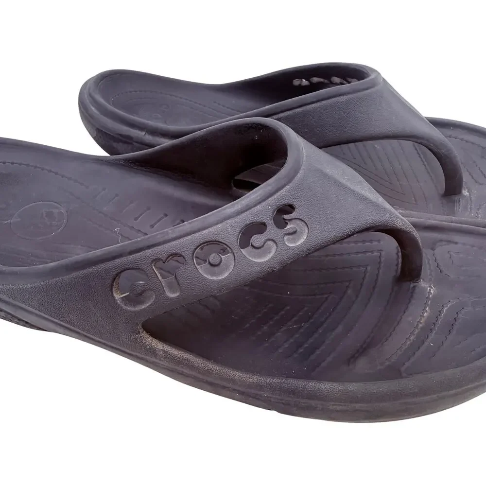Crocs Men's Black Baya Flip Flop Sandals Size 12